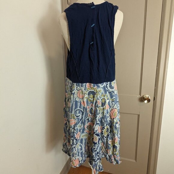 Anthropologie Lilka Sundress Navy Blue Botanical Print Sleeveless Tank Dress - Picture 4 of 8